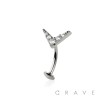 MULTI CZ V SHAPE TOP 316L SURGICAL STEEL THREADLESS FLOATING BELLY BUTTON RING